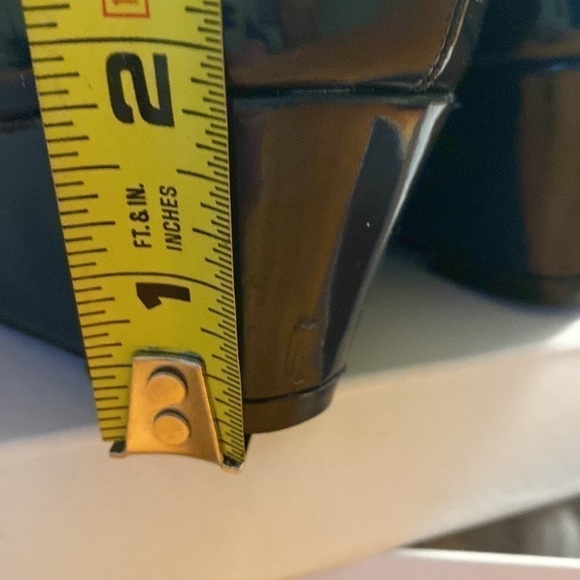 APPLESEED Patent Leather (manmade materials) Black peep toe wedge heel. Size 9.5 - Picture 5 of 5